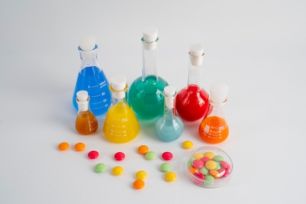 World science day assortment with chemistry tubes