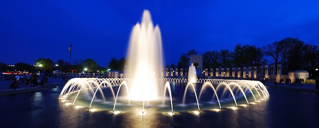 World War II memorial fountain panorama Washington DC