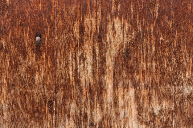 Worn wood surface with rusted nail