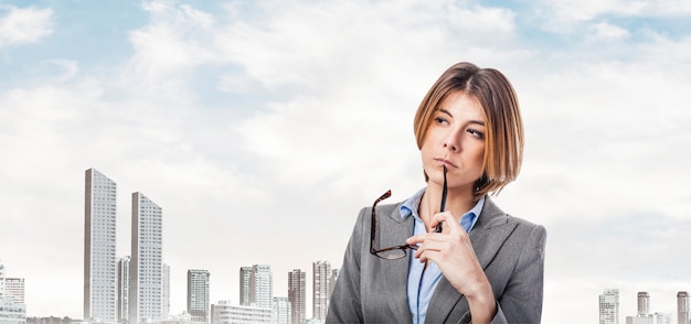 Worried businesswoman thinking about the meeting