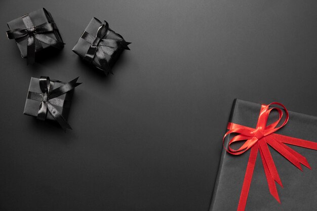 Wrapped gifts composition with copy space