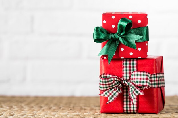 Wrapped presents on white background