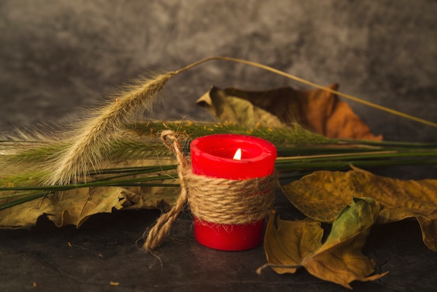 Free photo wrapped red candle