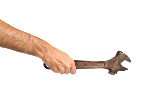 wrench over isolated white background