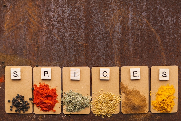 Free photo writing on boards with spices