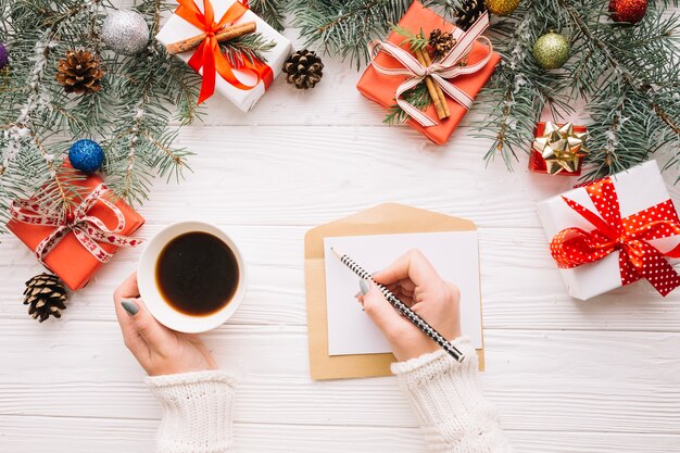 Free Photo writing christmas letter