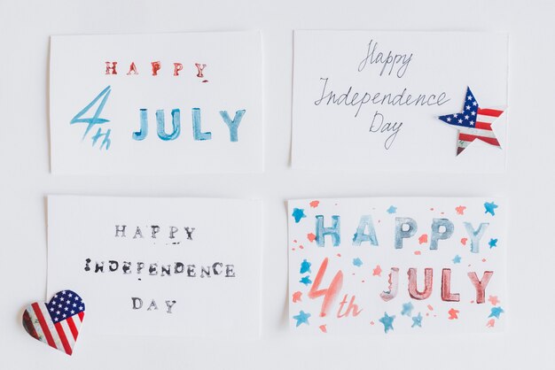 Free Photo writing happy 4th july on cards