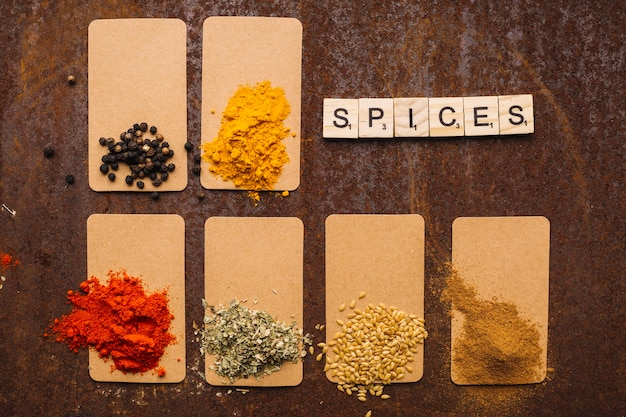 Free photo writing near assorted spices