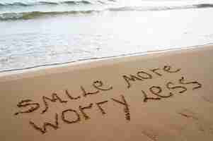 Free photo writing words in the sand