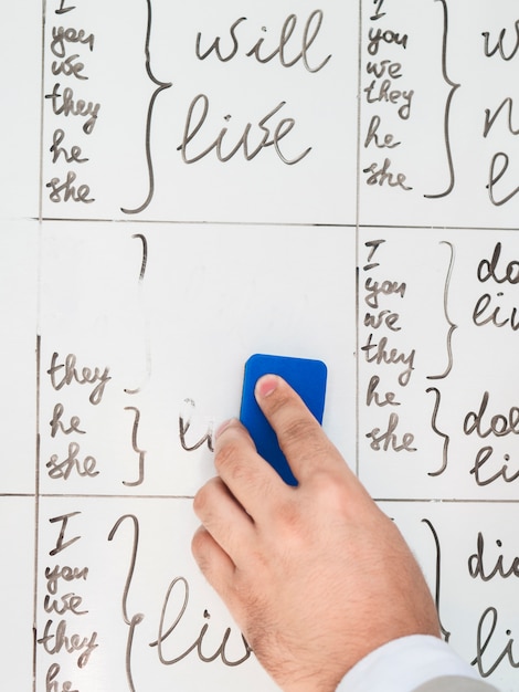 Written language class on whiteboard