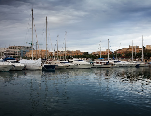 Yachts  lying at  harbour