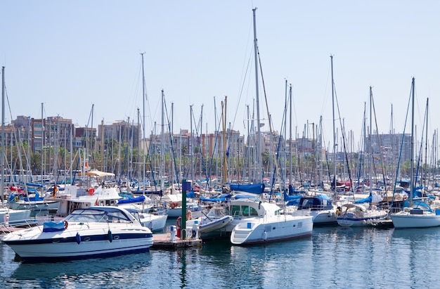 Free photo yachts lying at port vell.