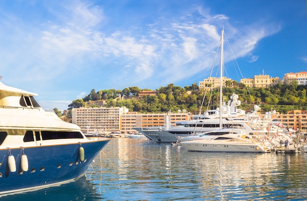 Free photo yachts in monaco harbor.