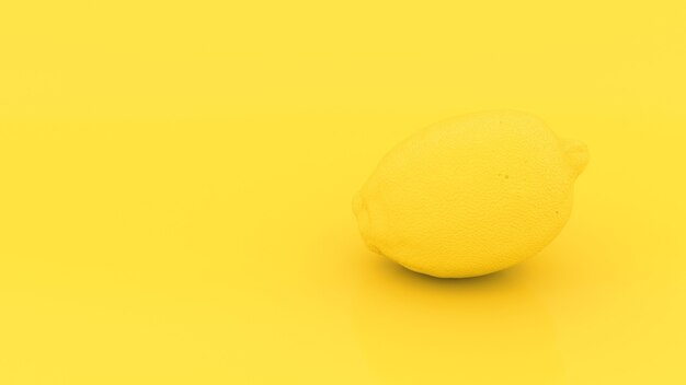 Yellow 3d lemon on yellow background