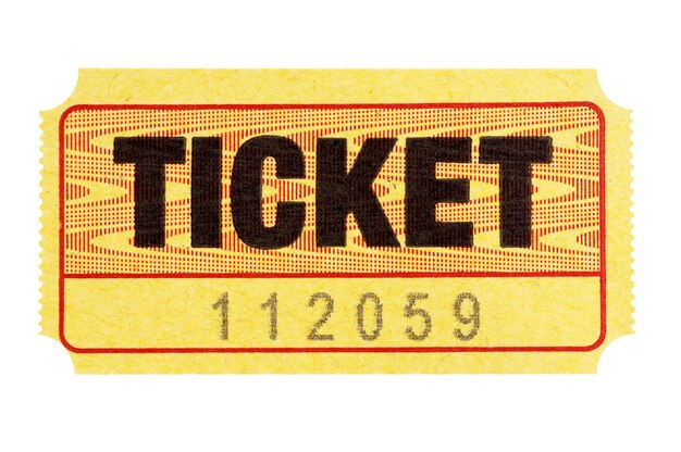 Yellow admission ticket