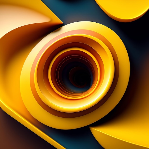 A yellow and blue background with a spiral design