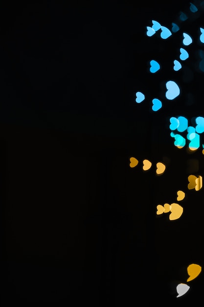 Yellow and blue heart-shaped lights