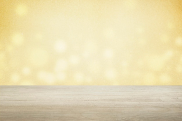 Бесплатное фото Желтая стена боке с бежевым фоном продукта пола