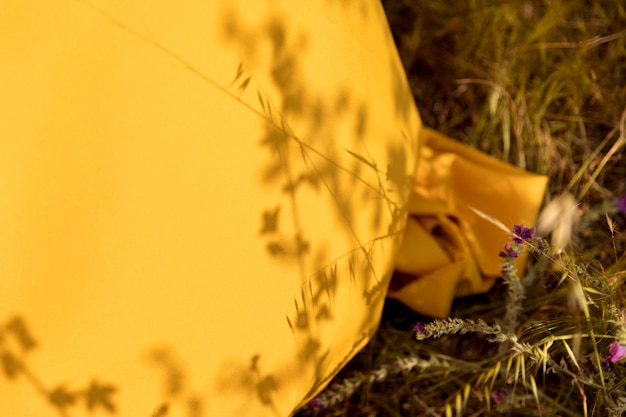 Foto gratuita panno giallo che si trova nei campi