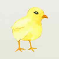 Free photo yellow easter bird design element cute watercolor illustration