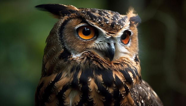 Yellow eyed eagle owl staring at camera closely generated by AI