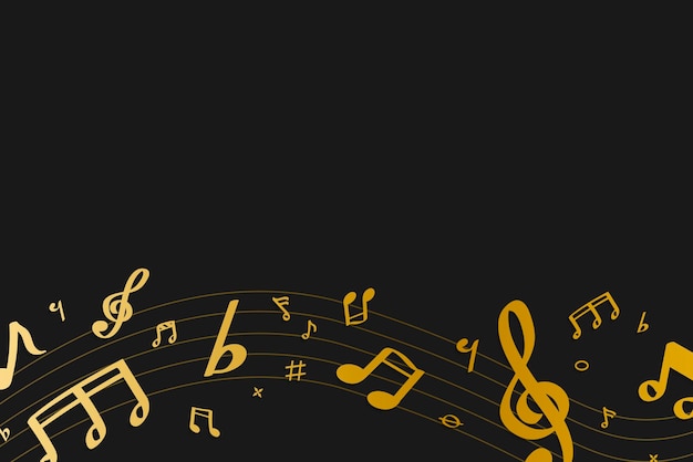 Free photo yellow flowing music notes on black background vector