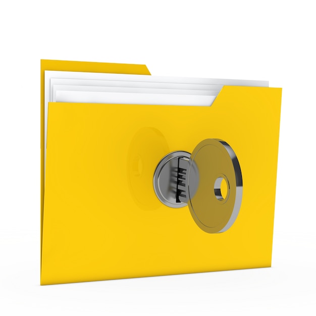 Yellow folder with security key