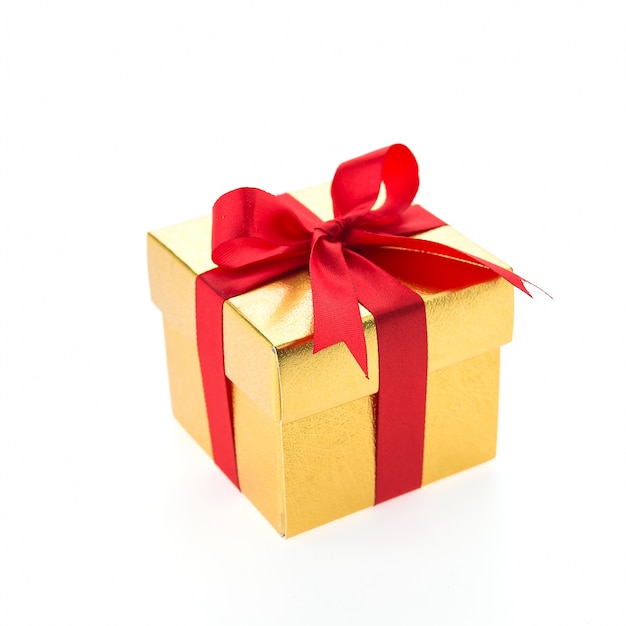Yellow gift with a red tie