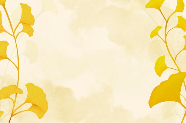 Foto gratuita fondo incorniciato foglia gialla del ginkgo