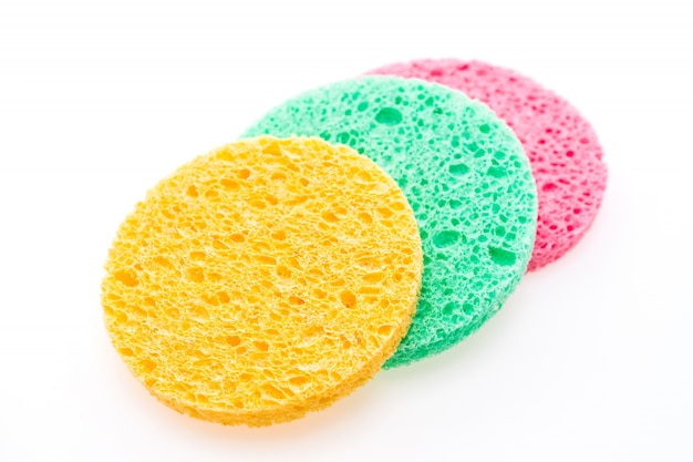 Yellow, green and red sponges