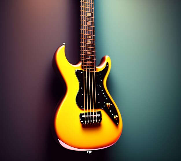 A yellow guitar with the word jazz on it