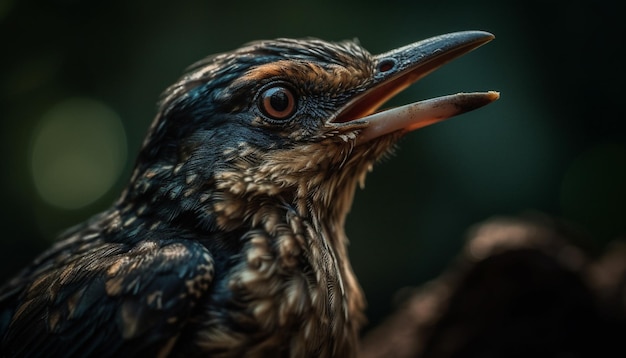 Free photo yellow hawk perching on branch close up portrait generated by ai