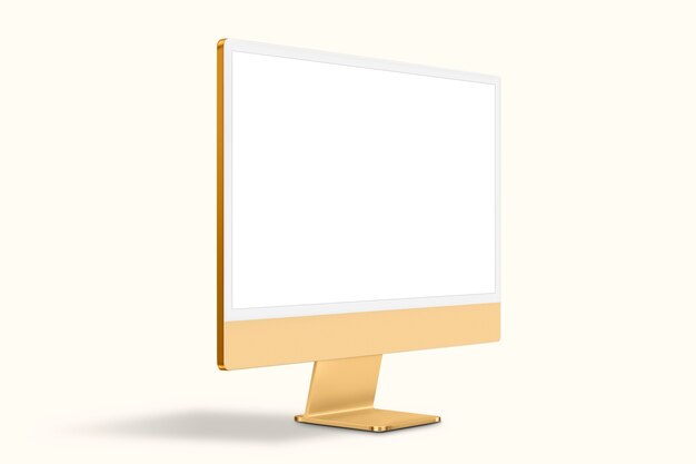 Yellow minimal computer desktop screen digital device with design space