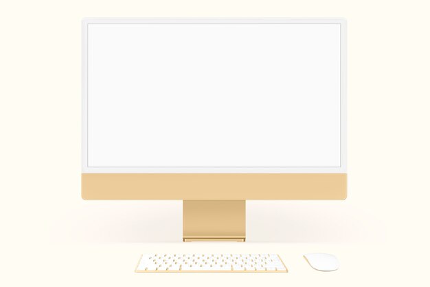 Yellow minimal computer desktop screen digital device with design space