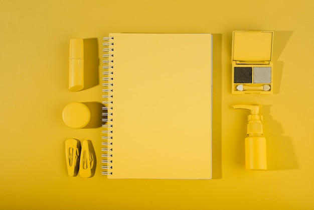 Free photo yellow model career kit arrangement