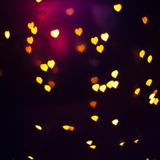 Yellow and orange heart-shaped lights