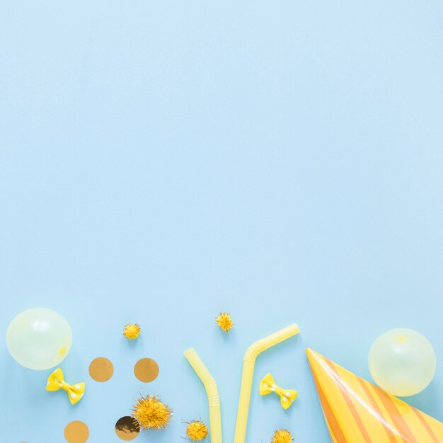 Yellow ornaments frame with copy-space