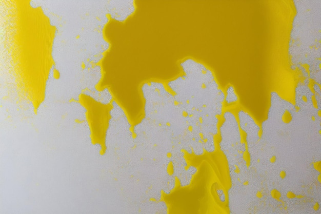 A yellow paint that has been dripping down the side of it.