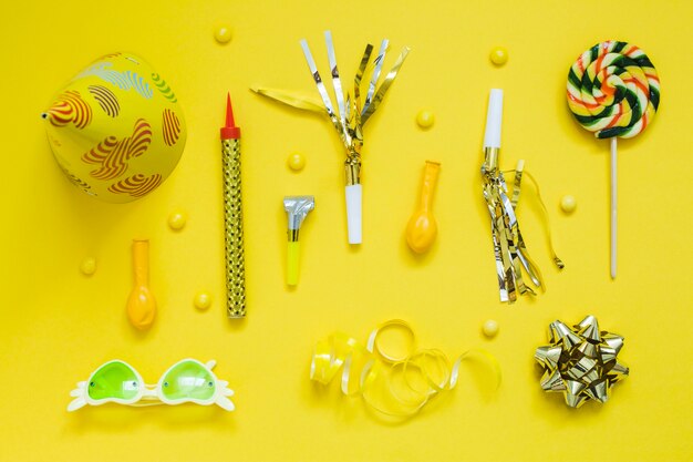 Free photo yellow party decoration elements