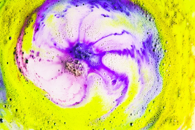 Yellow and purple bath bomb for beauty product