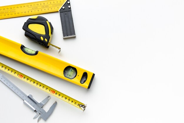 Yellow repair tools with copy space