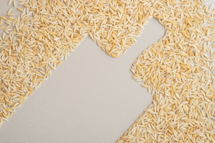 Free Photo yellow rice seeds isolated on concrete.