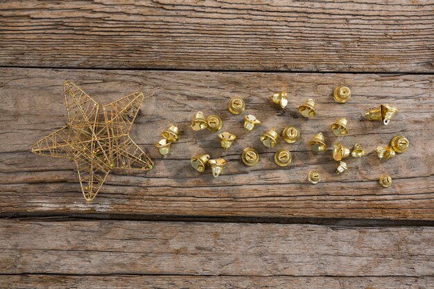 Yellow star on a wooden table