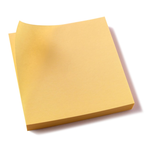 Yellow sticky post notes pad white