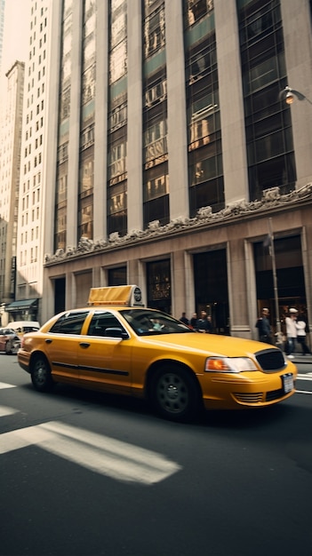 Free photo yellow taxi on streets of new york city
