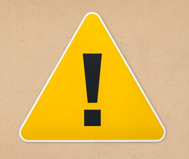 Free photo yellow triangle warning sign icon isolated