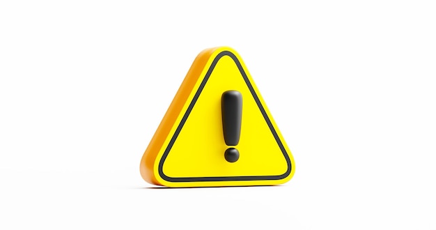 Желтый треугольник предупреждающий знак символ опасности осторожность риск трафик значок фон 3D рендеринг