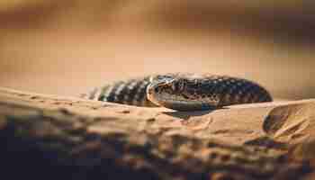 Free photo yellow viper crawling dangerous and spooky snake generated by ai