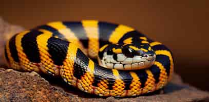 Free photo a yellow viper dangerous pattern in close up generated by ai