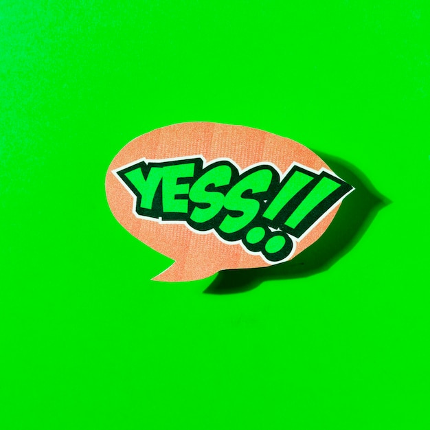 Yes text in speech bubble on green background